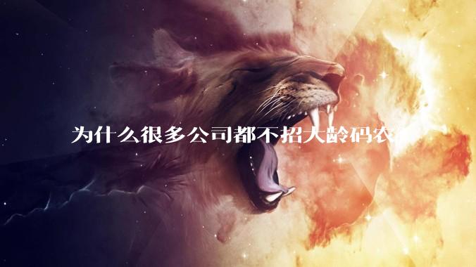 为什么很多公司都不招大龄码农？